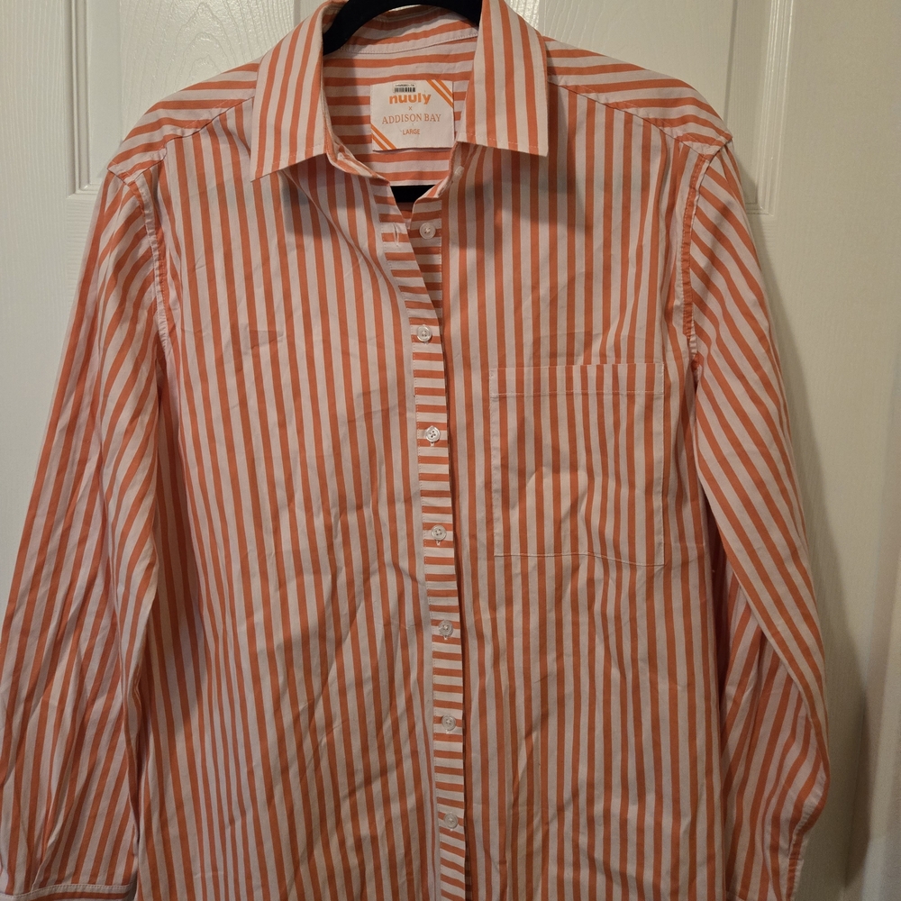 Addison Bay Women's Coral Striped Blouse - Picture 9 of 9
